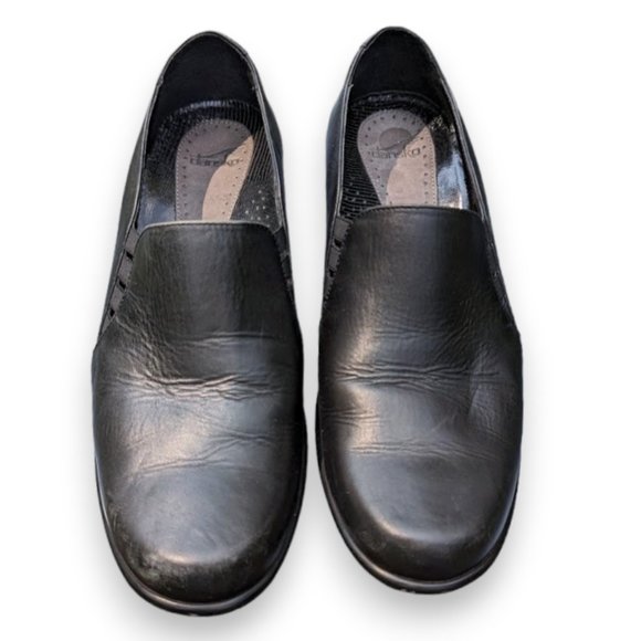 Dansko Raphael Black Leather Shoes Stretch Vamp Closed Toe Shaped Heel size 41 - Picture 2 of 9